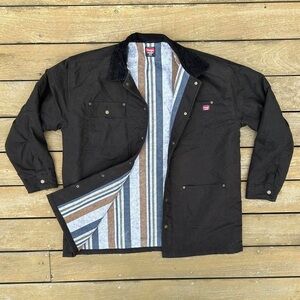 ❌SOLD❌ Black Wrangler Corduroy Collar Blanket Lined Jacket Coat
